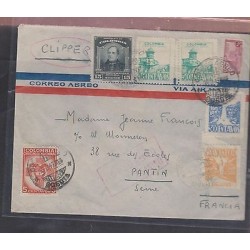 O) 1947 COLOMBIA, RED CROSS. LIGHTHOUSE, WATERALL, COVER VIA CLIPPER TO FRANCE,