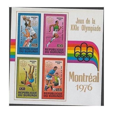 O) 1976 BURUNDI, XXI OLYMPIC GAMES OF THE MONTREAL 1976, SPORTS, SOUVENIR SLIGH