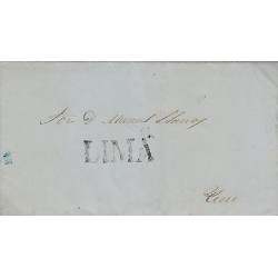 G)1846 PERU, LINEAL LIMA BLACK CANC., CIRCULATED COMPLETE LETTER TO PUNO, XF