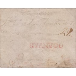 G)CIRCA 1790 PERU, RED HUANUCO CANC., 2 REALES, CIRCULATED COVER TO HUANCAYO, XF