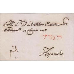 G)CIRCA 1790 PERU, RED CUZCO CANC., 3 REALES MANUSCRIPT, CIRCULATED FRONT COVER 