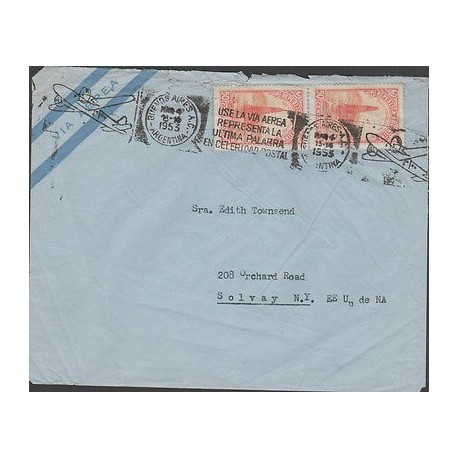 O) 1953 ARGENTINA, OIL WELL ON THE SEA, COVER TO SOLVAY-UNITED STATES, F