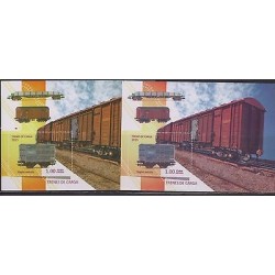 O) 2015 CARIBE, VARIETY OF COLOR, FREIGHT TRAINS, MNH