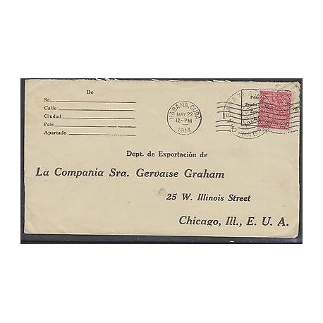 O) 1914 CARIBE, STAMPS MAP - 2 CENTAVOS, COVER XF TO UNITED STATES, 