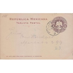 G)1906 MEXICO, EAGLE 1 CT. POTAL STATIONARY, EMBOSSED, CIRCULAR MEXICO D.F. CANC