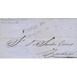 G)1861 MEXICO, FRANCO EN SOMBRERETE, CIRCULATED COMPLETE LETTER TO ZACATECAS, IN