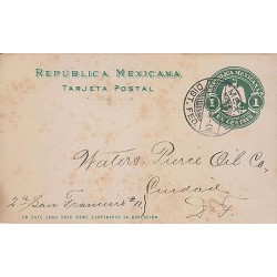 G)1901 MEXICO, EAGLE 1 CT. POSTAL STATIONARY EMBOSSED, CIRCULAR MEXICO DIST. FED