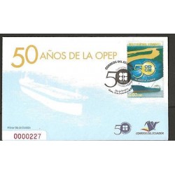 O) 2010 ECUADOR, OIL, PLATFORM, BOAT CHARGER, 50 YEARS-OPEP, FDC XF