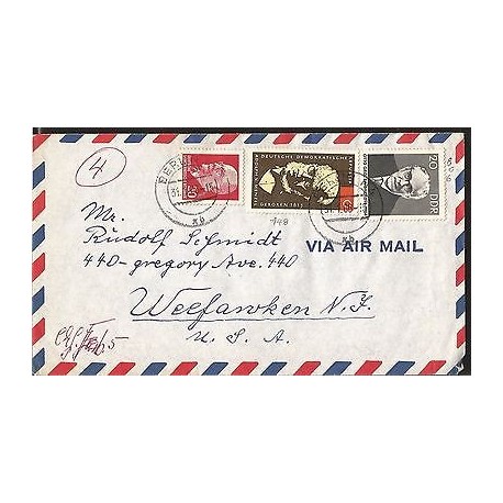 E)1966 GERMANY, OTTO GROTEWOHL, ADOLPH VON MENZEL, CIRCULATED COVER TO USA, XF