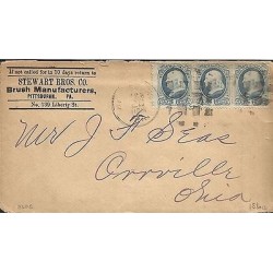 E)1928 USA, US STAMP 1870 1C BENJAMIN FRANKLIN,STRIP OF 3, CIRCULATED COVER 