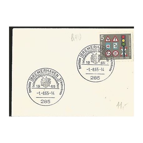 E)1965 GERMANY, SHIP, TRAFFIC SIGNALS, MARCOPHILIA