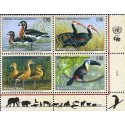E) 2003 UNITED NATIONS, BIRDS, ENDANGERED ANIMALS, TUCAN, BLOCK OF FOUR