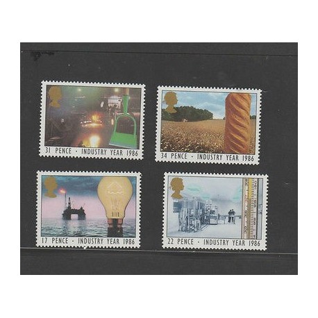  O) 1986 GREAT BRITAIN, ENERGY, PENCE, INDUSTRY YEAR, SET MNH
