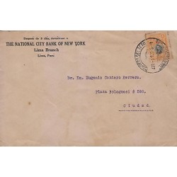 G)1920 PERU, SAN MARTIN, CIRCULAR BLACK LIMA CANC., CIRCULATED COVER TO CARIBEAN