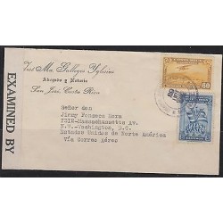 C) 1944 COSTARICA V-DAY PLUS AIRPLANE 60 CTS, CENSORSHIP TO USA