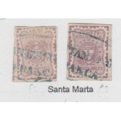 O) 1867 COLOMBIA, 10 CENTAVOS LILAC, SG 45, SANTA MARTA, XF