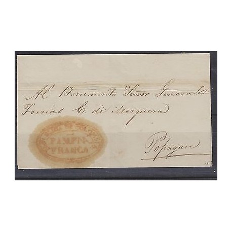 O) 1840 COLOMBIA, PRESTAMP COVER FROM PAMPNA, TO POPAYAN, ADDRESSED TO THE GENER