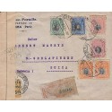 G)1918 PERU, MULTIPLE COVER WITH CENSOR MARK, ONE STAMP WITH OVERPRINT ERROR, RE