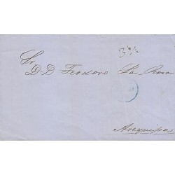 G)1853 PERU, 3 1/2 MANUSCRIPT, CIRCULATED COMPLETE LETTER TO AREQUIPA, XF