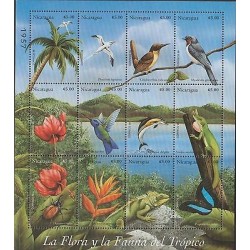 o) 1998 NICARAGUA, FLORA AND FAUNA OF THE TROPICS, FLOWERS, IGUANA, FISH, TREE,B