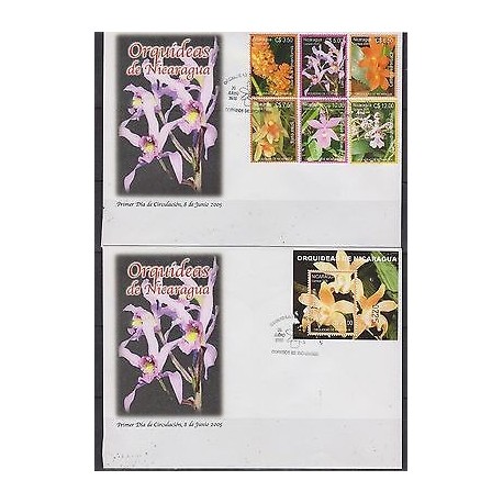 O) 2005 NICARAGUA, ORCHIDS, EXOTIC FLOWERS, FDC XF