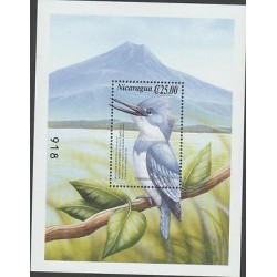 O) 1999 NICARAGUA, NORTHERN BIRD - NORTHERN, MEGACERYLE ALCYON, SOUVENIR MNH