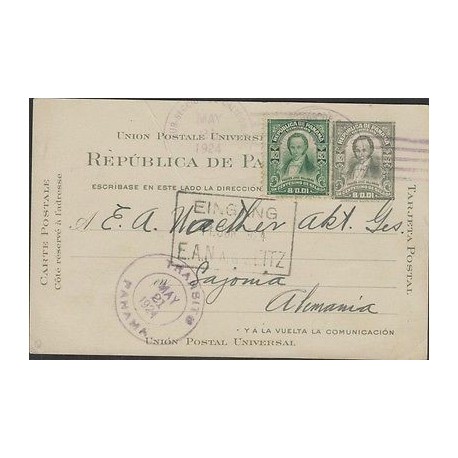 O) 1924 PANAMA, POSTAL STATIONARY, 1 CENTIMO DE BALBOA GREEN JOSE VALLARINO, 1 C