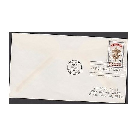 o) 1960 PANAMA - CANAL ZONE, FLOWER OF LIS, SCOUTS, FDC USED 