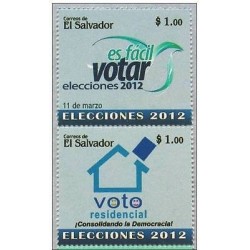 RO)2012 EL SALVADOR, IS EASY TO VOTE, PRESIDENTIAL VOTE, VERTICAL STRIP OF 2, MN