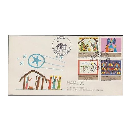 O) 1982 BRAZIL, CHRISTMAS, A HORSE TO BELEN, ANGELS, PAINTING, SLIGHT TONED, FDC