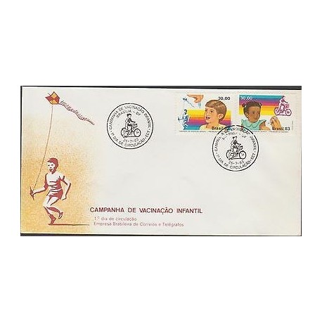 O) 1980 BRAZIL, CHILD VACCINATION, KITE - BICYCLE, FDC XF