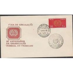 O) 1969 BRAZIL, INTERNATIONAL LABOUR ORGANIZATION 1919 -OIT , FDC SLIGHT TONE