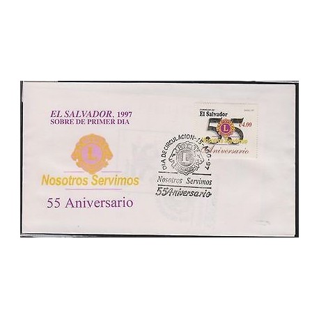 O) 1997 EL SALVADOR, LIONS CLUB, 55TH ANNIVERSARY, FDC XF