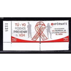 RT)2011 PERU, WORLD DAY OF FIGHT AGAINST AIDS, SEPARATED SET (2), MNH 