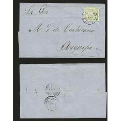 G)1869 PERU, COAT OF ARMS, 1 DINERO, CALLAS CIRCULAR CANC., CIRCULATED COVER TO 