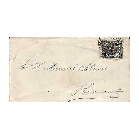 G)1887 PERU, COAT OF ARMS, CIRCULATED COVER TO HUANCAVELICA, XF