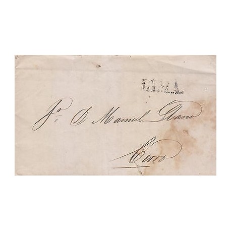 RG)1847 PERU, LIMA LINEAL BLACK CANC., CIRCULATED COMPLETE LETTER TO CERRO, XF