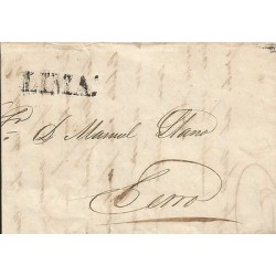 G)1841 PERU, LIMA LINEAL BLACK CANC., CIRCULATED COMPLETE LETTER TO CERRO, XF