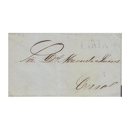 G)1846 PERU, LINEAL LIMA BLACK CANC., CIRCULATED COMPLETE LETTER, INTERNAL USAGE