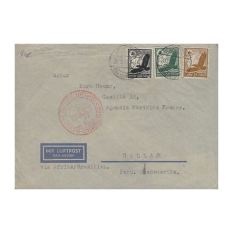 G)1936 GERMANY, PERU INBOUND FLIGHTS, EARTH-SWASTICA-EAGLE, EUROPA-SUOUTH AMERIC