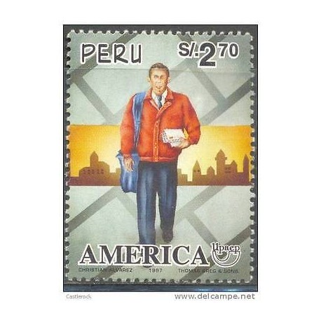 T)1997,PERU,MODERN LETTER CARRIER, AMERICAN ISSUE, MNH, SCN 1164,MAIL, 2.70 