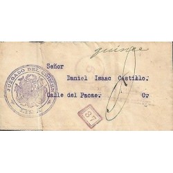 G)1911 PERU, JUZGADO DEL CRIMEN LIMA-COAT OF ARMS CIRC VIOLET STRIKE, 37 RED STR