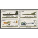 E)1993 CHILE, AVIATION AND SPACE, BLOCK OF 4, MNH