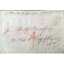 O)1853 CHILE, COMPLETE LETTER MARITIME MAIL, FROM SANTIAGO DE CHILE RED OVAL MAR