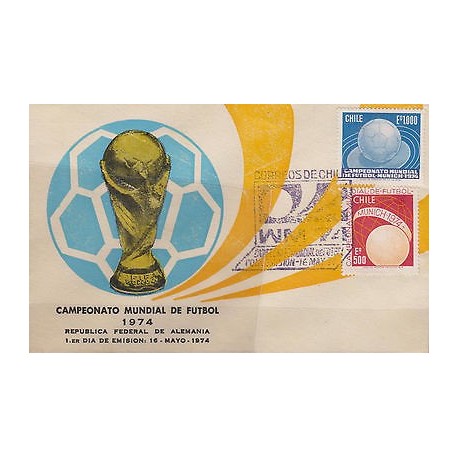 G)1974 CHILE, WORLD CUP GERMANY '74, CUP-SOCCER BALL-WORLD, FDC, XF