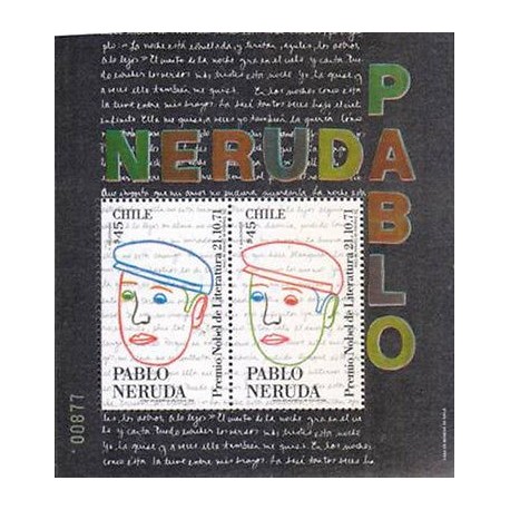 E)1991 CHILE, PABLO NERUDA, LITERATURE NOBEL PRICE, S/S, MNH