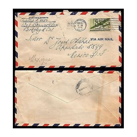E)1946 UNITED STATES, RED CROSS, AIRPLANE, AIR MAL,CIRCULATED COVER TO MEXICO