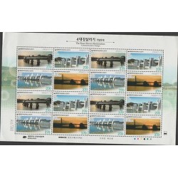 O) 2011 KOREA, BRIDGES, RIVER, BLOCK LIGHTLY FOLD, MNH