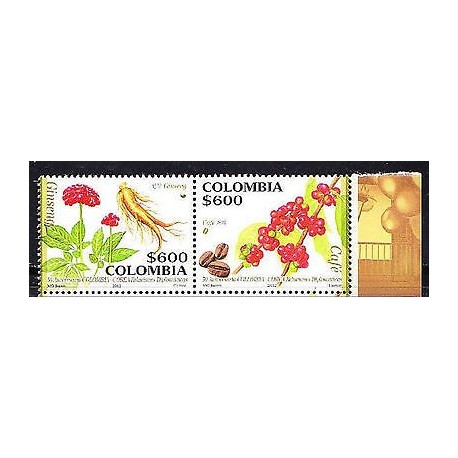 RG)2012 COLOMBIA-KOREA JOIN ISSUE, COFFEE AND GINSENG,PAIR,MNH