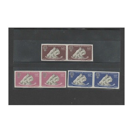 O) 1959 COLOMBIA, SET OF PROOFS IMPERFORATE, WORLD YEAR OF REFUGEES, FAMILY